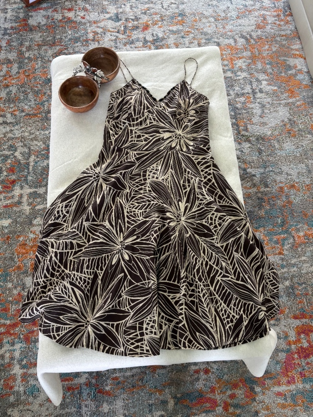 Vintage Newport News Chocolate Brown Floral Sundress Sz 8